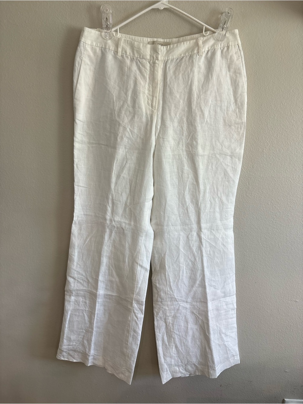LOFT White Wide-Leg Linen Blend Pants